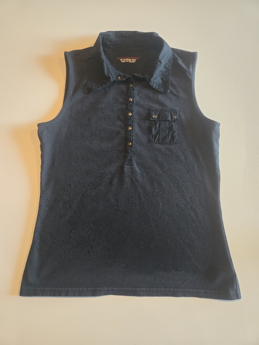Gloria Vanderbilt Black Sleeveless Polo Tank